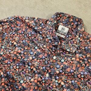 Kurt River Button Down Shirt Mens L Multicolor Floral Slim Fit Streetwear Cotton